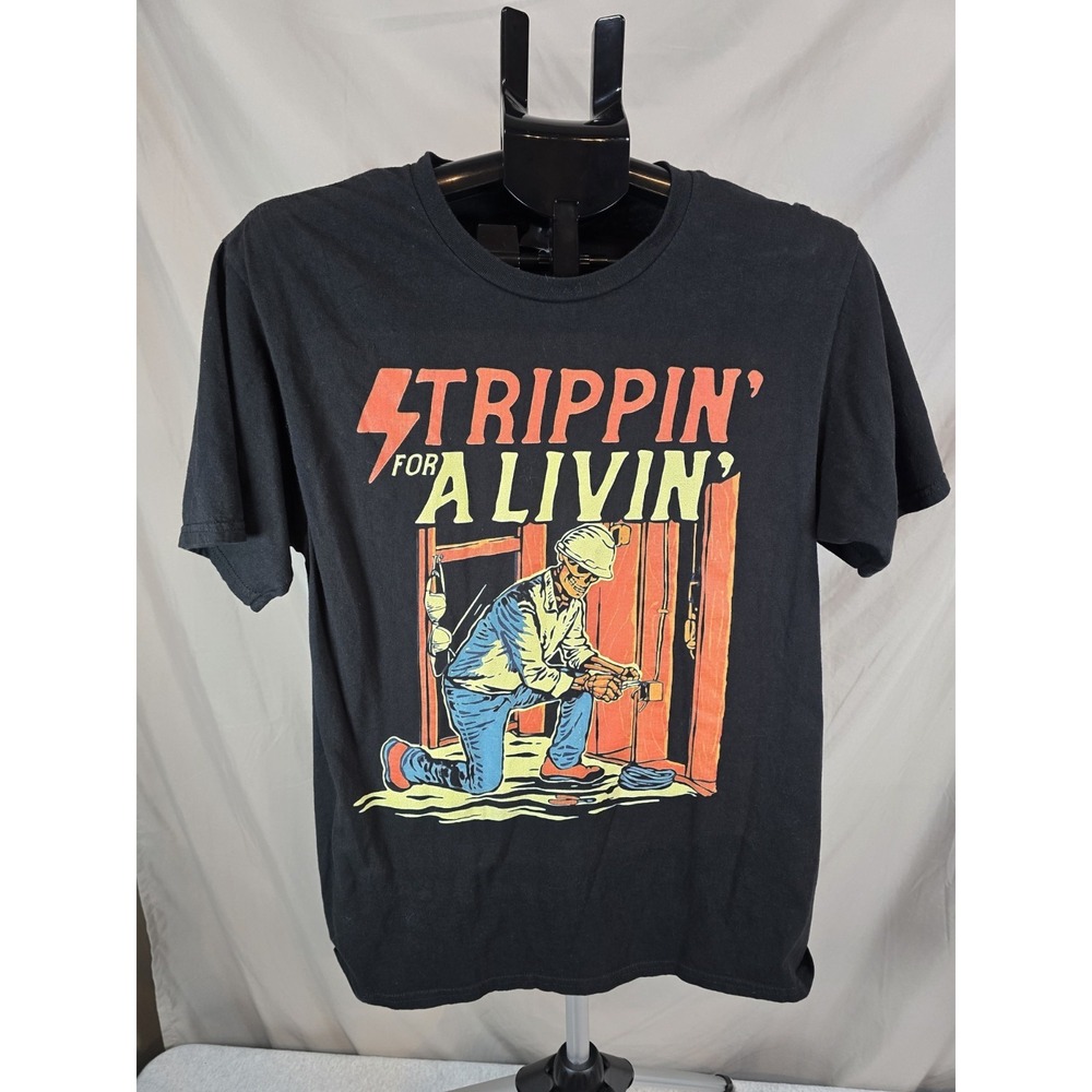 Stripping For A Living Powerline Fathers Day Electricians T-Shirt Medium